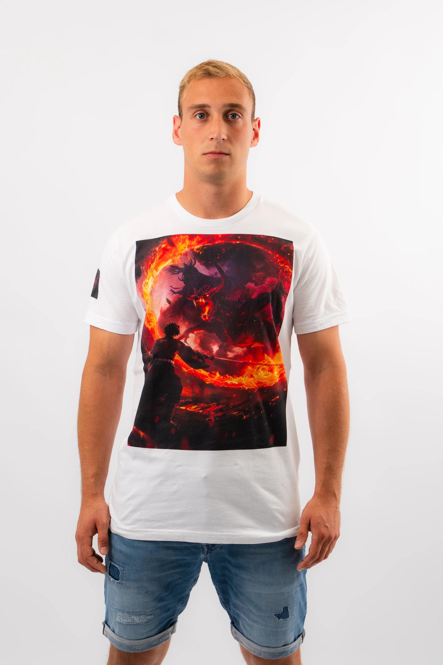 Demonfire Duel Anime T-Shirt Weiß Unisex | ANIWHEARE