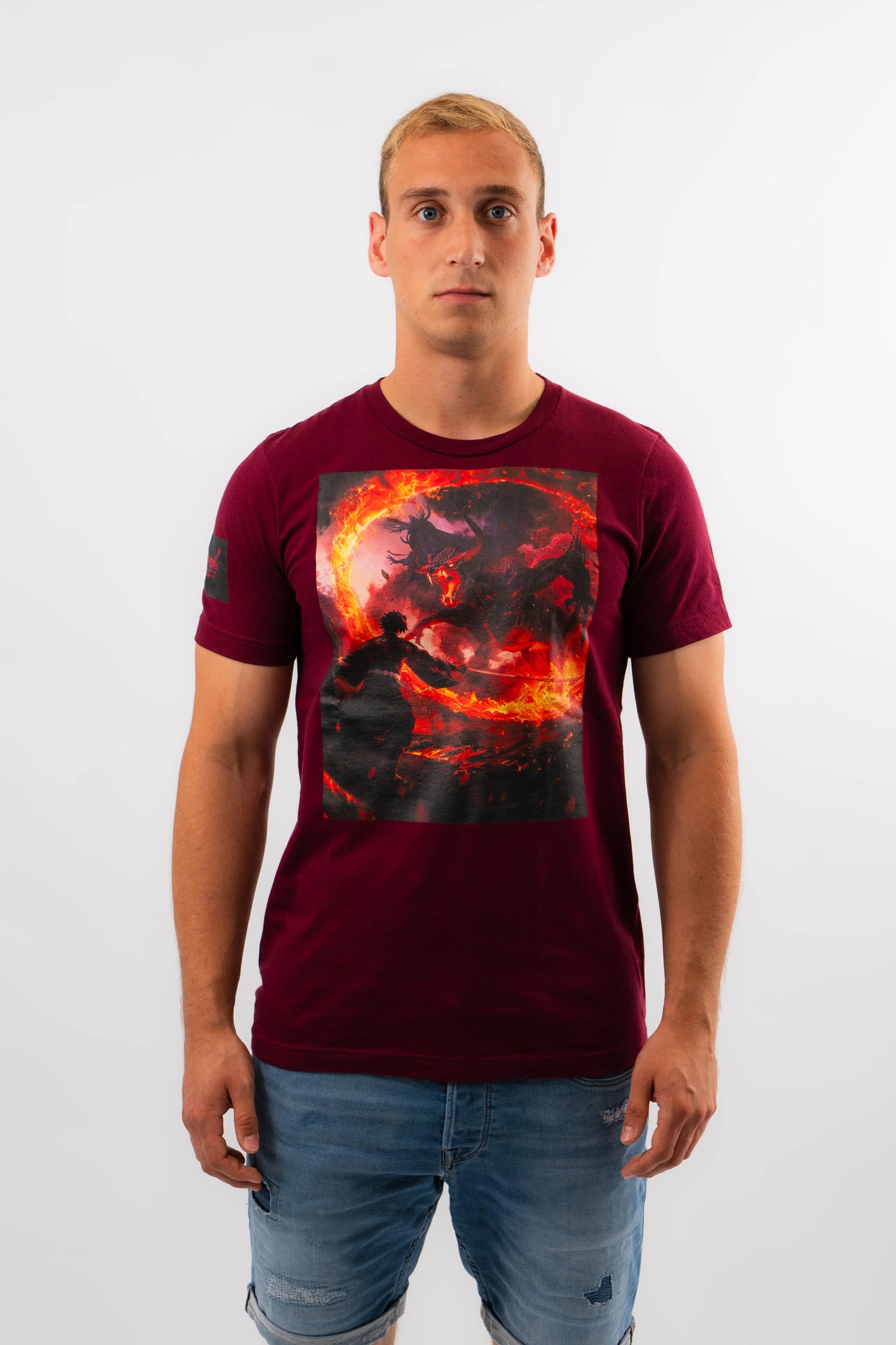 Demonfire Duel Anime T-Shirt Rot Unisex | ANIWHEARE