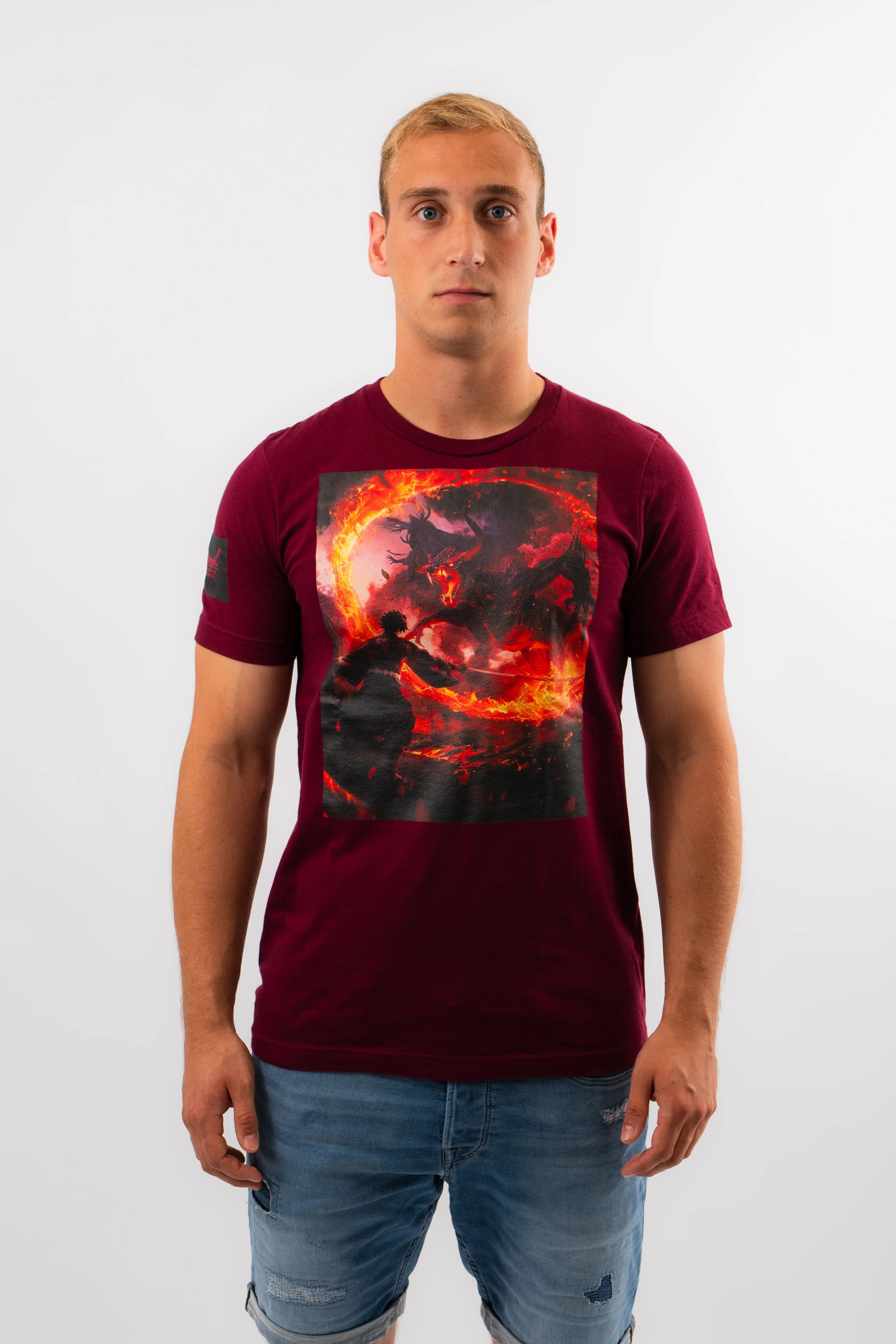 Demonfire Duel Anime T-Shirt Rot Unisex | ANIWHEARE