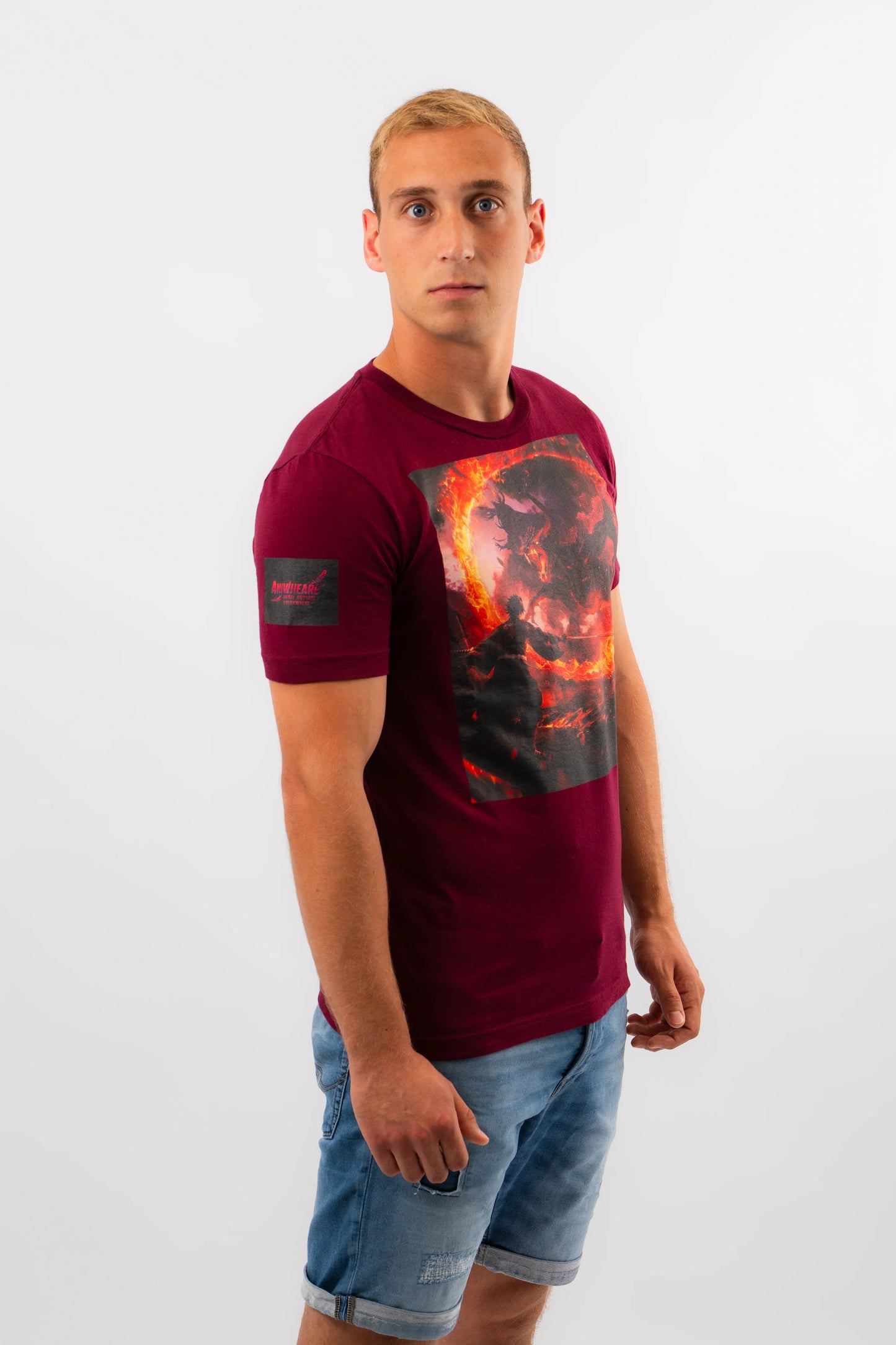 BLAZING HEAR(T)-SHIRT dunkelrot - Aniwheare
