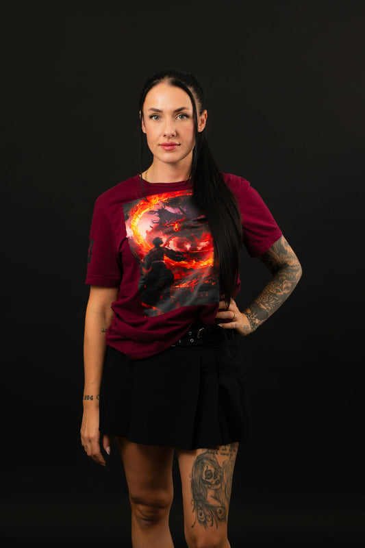 Demonfire Duel Anime T-Shirt Rot Unisex | ANIWHEARE